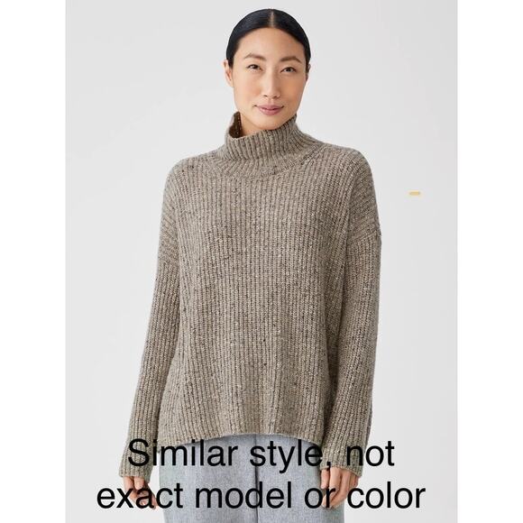 Eileen Fisher yellow Turtleneck Boxy sweater Top size M - Picture 1 of 10